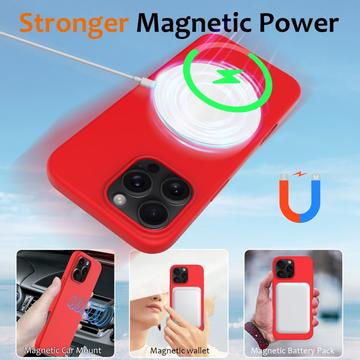 iPhone 16 Pro Liquid Silikone Cover - MagSafe Kompatibel - Rød