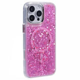 iPhone 16 Pro MagSafe-kompatibel Glitter Pailletter Epoxy Cover - Hot Pink