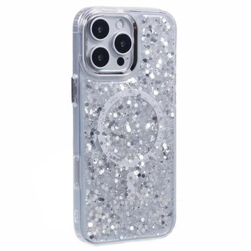 iPhone 16 Pro MagSafe-kompatibel Glitter Pailletter Epoxy Cover - Hvid