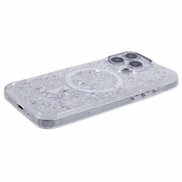 iPhone 16 Pro MagSafe-kompatibel Glitter Pailletter Epoxy Cover - Hvid