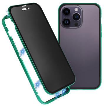 iPhone 16 Pro Magnetisk Cover med Hærdet Glas - Privatliv - Grøn