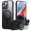 iPhone 16 Pro Magnetisk Stativ Hybrid Cover - sort