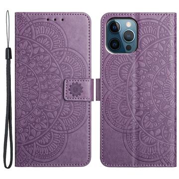 iPhone 16 Pro Mandala Series Etui med Pung - Lilla