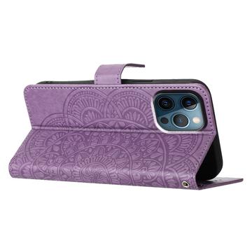 iPhone 16 Pro Mandala Series Etui med Pung - Lilla