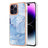 iPhone 16 Pro Marmormønster Galvaniseret IMD TPU Cover - Blå