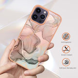iPhone 16 Pro Marmormønster Galvaniseret IMD TPU Cover - Blå