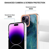 iPhone 16 Pro Marmormønster Galvaniseret IMD TPU Cover - Grøn