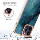 iPhone 16 Pro Marmormønster Galvaniseret IMD TPU Cover - Grøn