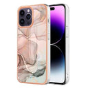 iPhone 16 Pro Marmormønster Galvaniseret IMD TPU Cover - Pink