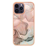 iPhone 16 Pro Marmormønster Galvaniseret IMD TPU Cover - Pink