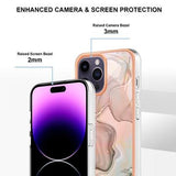 iPhone 16 Pro Marmormønster Galvaniseret IMD TPU Cover - Pink