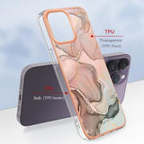 iPhone 16 Pro Marmormønster Galvaniseret IMD TPU Cover - Pink