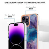 iPhone 16 Pro Marmormønster Galvaniseret IMD TPU Cover - Lilla