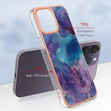 iPhone 16 Pro Marmormønster Galvaniseret IMD TPU Cover - Lilla