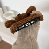 iPhone 16 Pro Max bedårende bamse-hundeformet plysetui - grå
