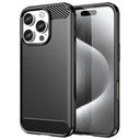 iPhone 16 Pro Max Børstet TPU Cover - Karbonfiber - Sort