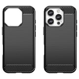 iPhone 16 Pro Max Børstet TPU Cover - Karbonfiber - Sort