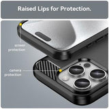 iPhone 16 Pro Max Børstet TPU Cover - Karbonfiber - Sort