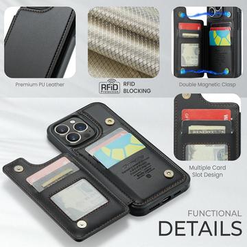 iPhone 16 Pro Max Caseme C22-etui RFID-kortpung - Sort