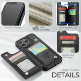 iPhone 16 Pro Max Caseme C22-etui RFID-kortpung - Sort