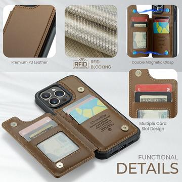 iPhone 16 Pro Max Caseme C22-etui RFID-kortpung - brun