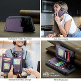 iPhone 16 Pro Max Caseme C22-etui RFID-kortpung - lilla