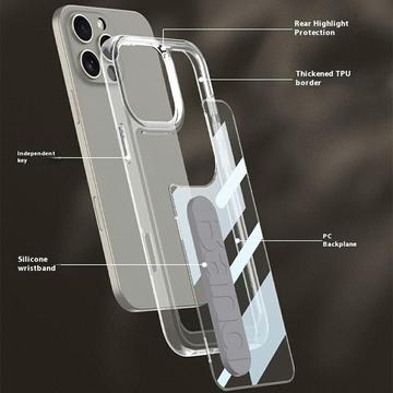 iPhone 16 Pro Max Klar Cover med Silikonehåndrem - Blå