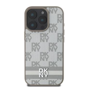 iPhone 16 Pro Max DKNY Ternet Mønster og Stribe Cover - Beige