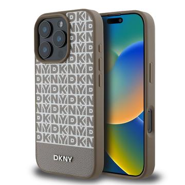 iPhone 16 Pro Max DKNY Repeat Pattern Bottom Stripe Cover - MagSafe-kompatibel - Brun