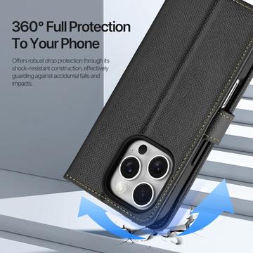 iPhone 16 Pro Max Dux Ducis Lawa Pung læderetui med magnetisk låg - sort