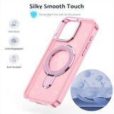 iPhone 16 Pro Max Glitter Hybrid Cover med Kickstand - MagSafe-kompatibel - Pink