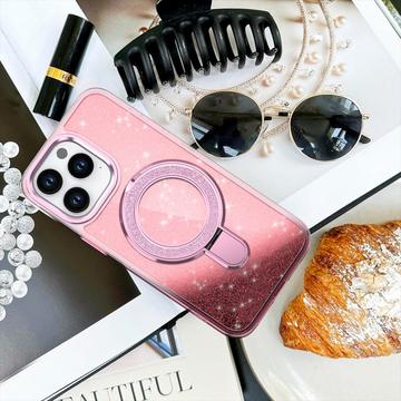 iPhone 16 Pro Max Glitter Hybrid Cover med Kickstand - MagSafe-kompatibel - Pink