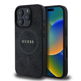 iPhone 16 Pro Max Guess 4G farvet ringcover - MagSafe-kompatibel - Sort