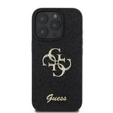 iPhone 16 Pro Max Guess Fixed Glitter 4G Metal Logo Cover - Sort