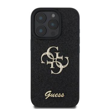 iPhone 16 Pro Max Guess Fixed Glitter 4G Metal Logo Cover - Sort