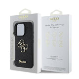 iPhone 16 Pro Max Guess Fixed Glitter 4G Metal Logo Cover - Sort