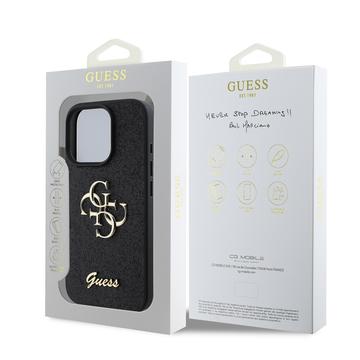 iPhone 16 Pro Max Guess Fixed Glitter 4G Metal Logo Cover - Sort