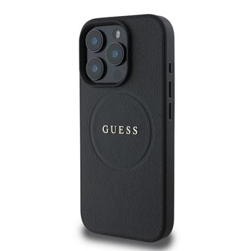 iPhone 16 Pro Max Guess Grained Classic Logo Hybrid Cover - MagSafe-kompatibel - Sort