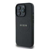 iPhone 16 Pro Max Guess Grained Classic Logo Hybrid Cover - MagSafe-kompatibel - Sort