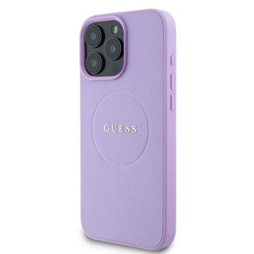 iPhone 16 Pro Max Guess Grained Classic Logo Hybrid Cover - MagSafe-kompatibel - Lilla