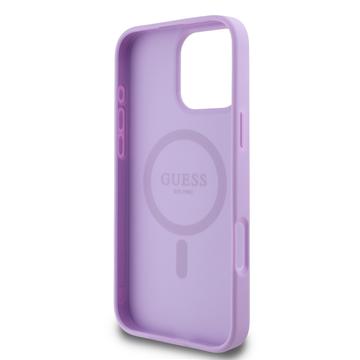 iPhone 16 Pro Max Guess Grained Classic Logo Hybrid Cover - MagSafe-kompatibel - Lilla