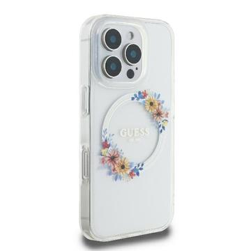 iPhone 16 Pro Max Guess IML Flowers Wreath Cover - MagSafe-kompatibel - gennemsigtig