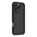 iPhone 16 Pro Max stødsikkert TPU-cover med hjertemønster og forhøjede kanter - sort