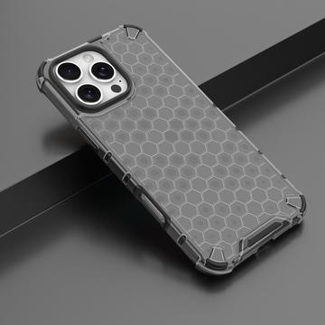 iPhone 16 Pro Max Honeycomb Armored Hybrid Cover - Sort