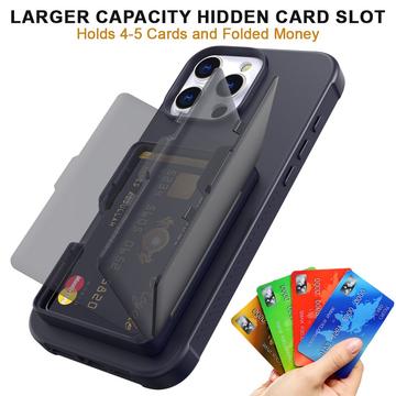 iPhone 16 Pro Max Hybrid Cover med Spejl og Kortholder - Sort