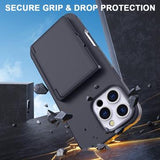 iPhone 16 Pro Max Hybrid Cover med Spejl og Kortholder - Sort