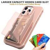 iPhone 16 Pro Max Hybrid Cover med Spejl og Kortholder - Pink