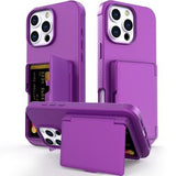 iPhone 16 Pro Max Hybrid Cover med Spejl og Kortholder - Lilla