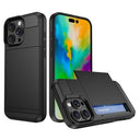 iPhone 16 Pro Max Hybrid Cover med Glidekortholder - Sort