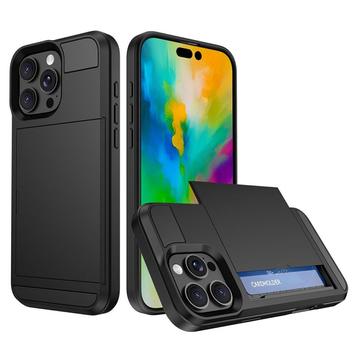 iPhone 16 Pro Max Hybrid Cover med Glidekortholder - Sort